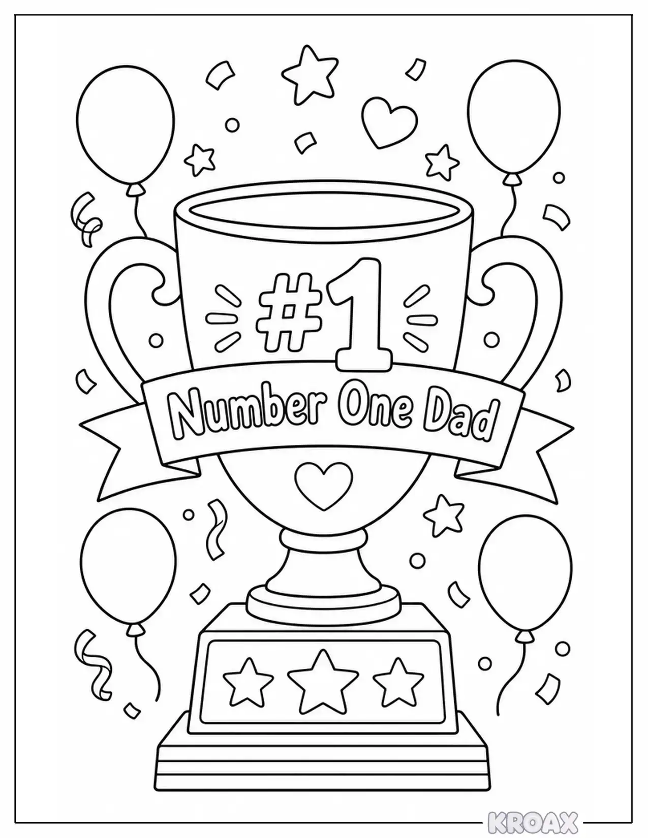 number one dad trophy design printable coloring page