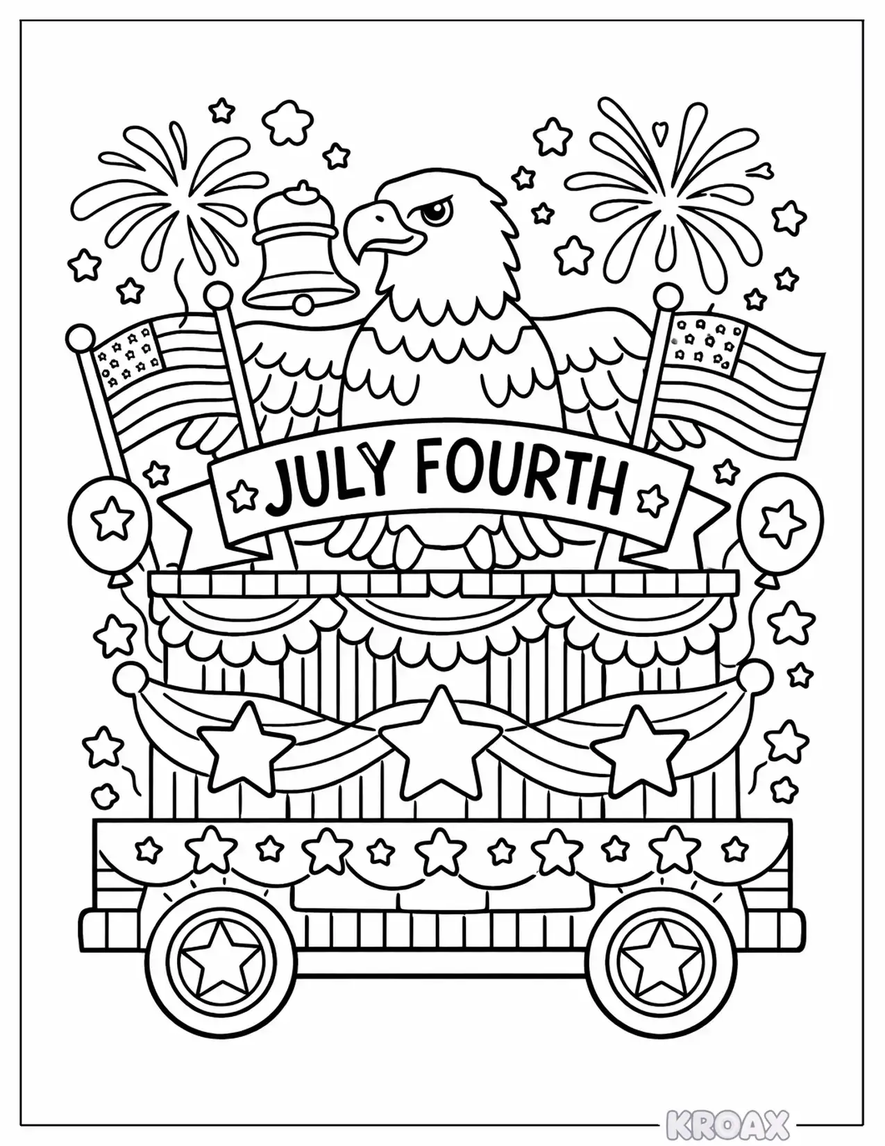 independence day parade float design printable coloring page