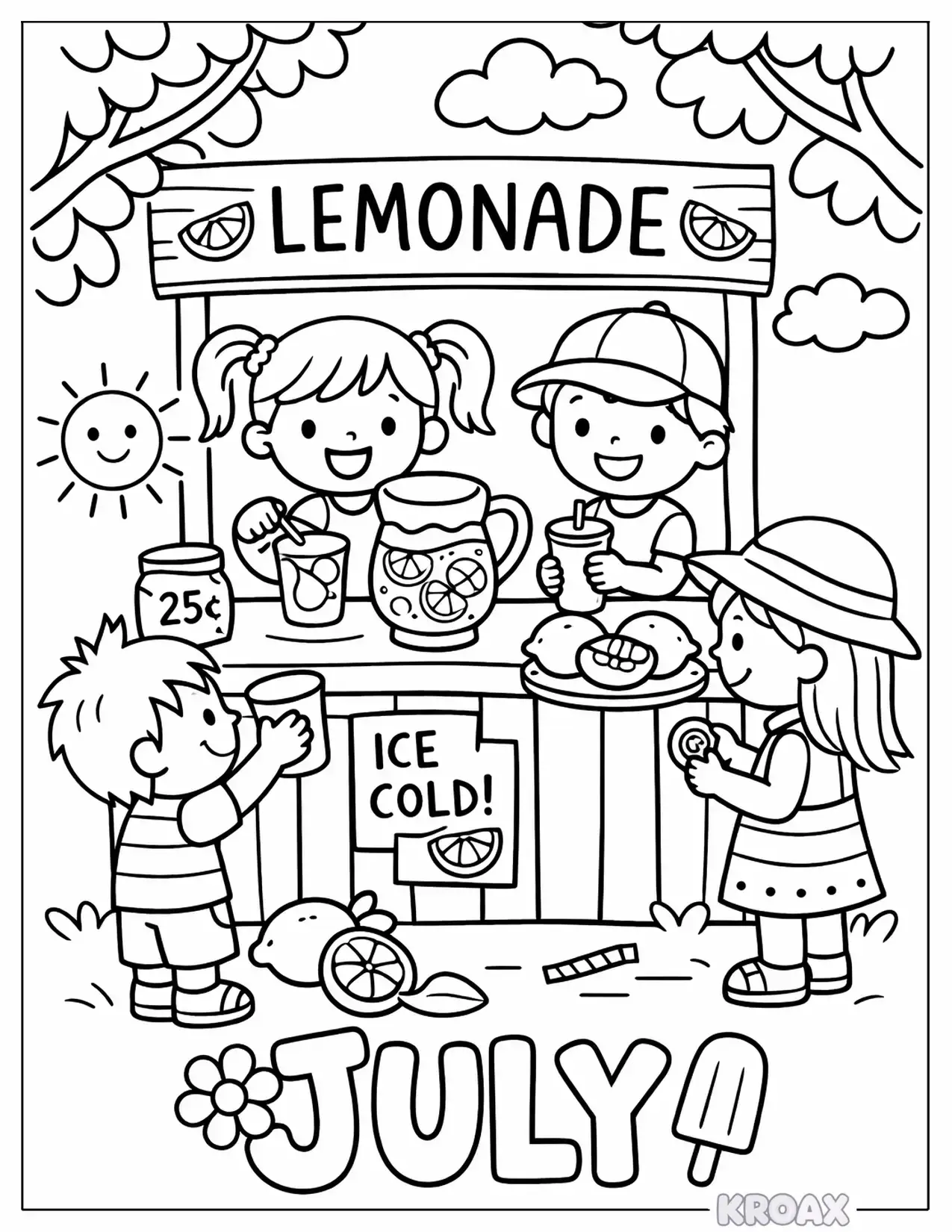 summer lemonade stand adventure printable coloring page