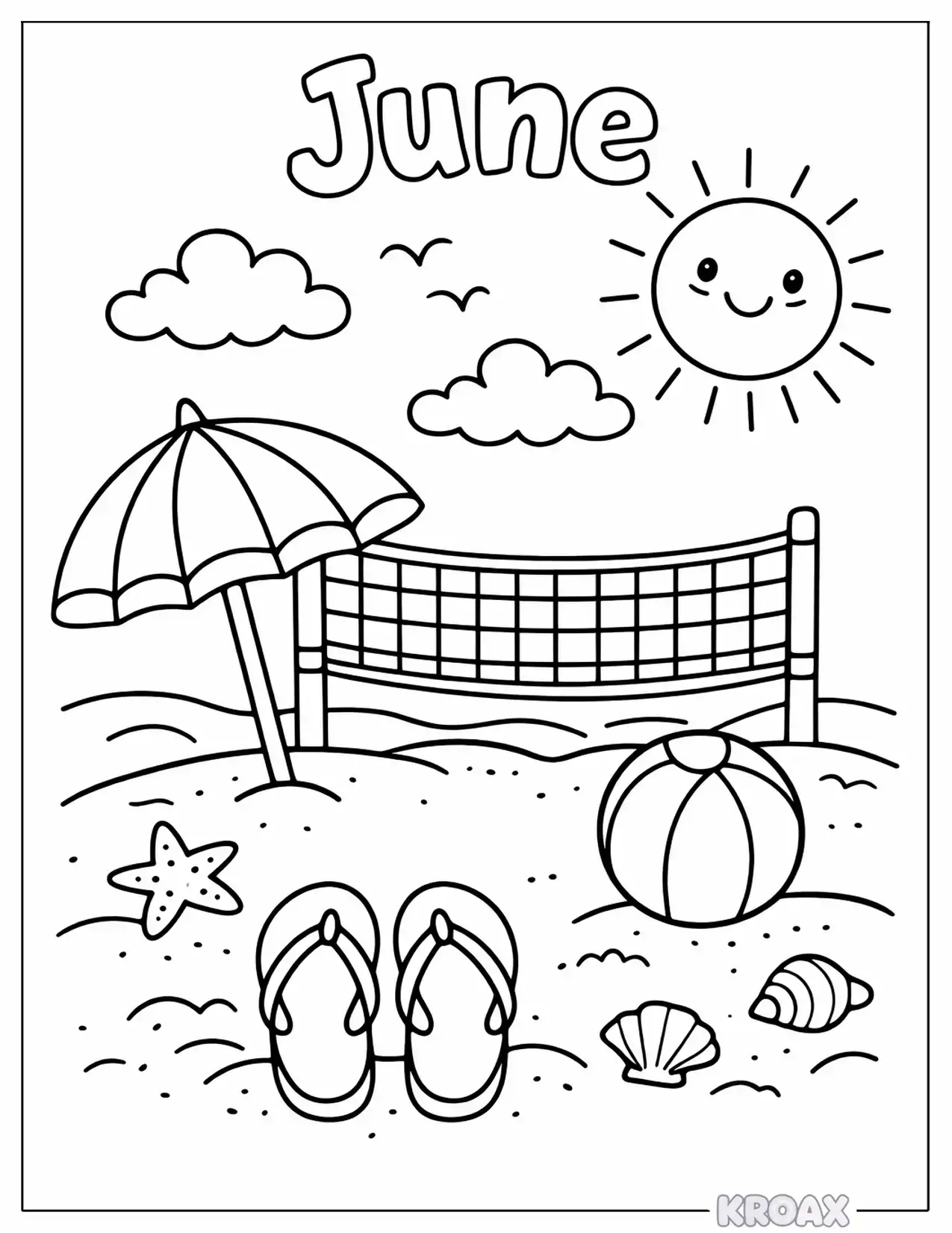 beach volleyball fun under the sun printable coloring page