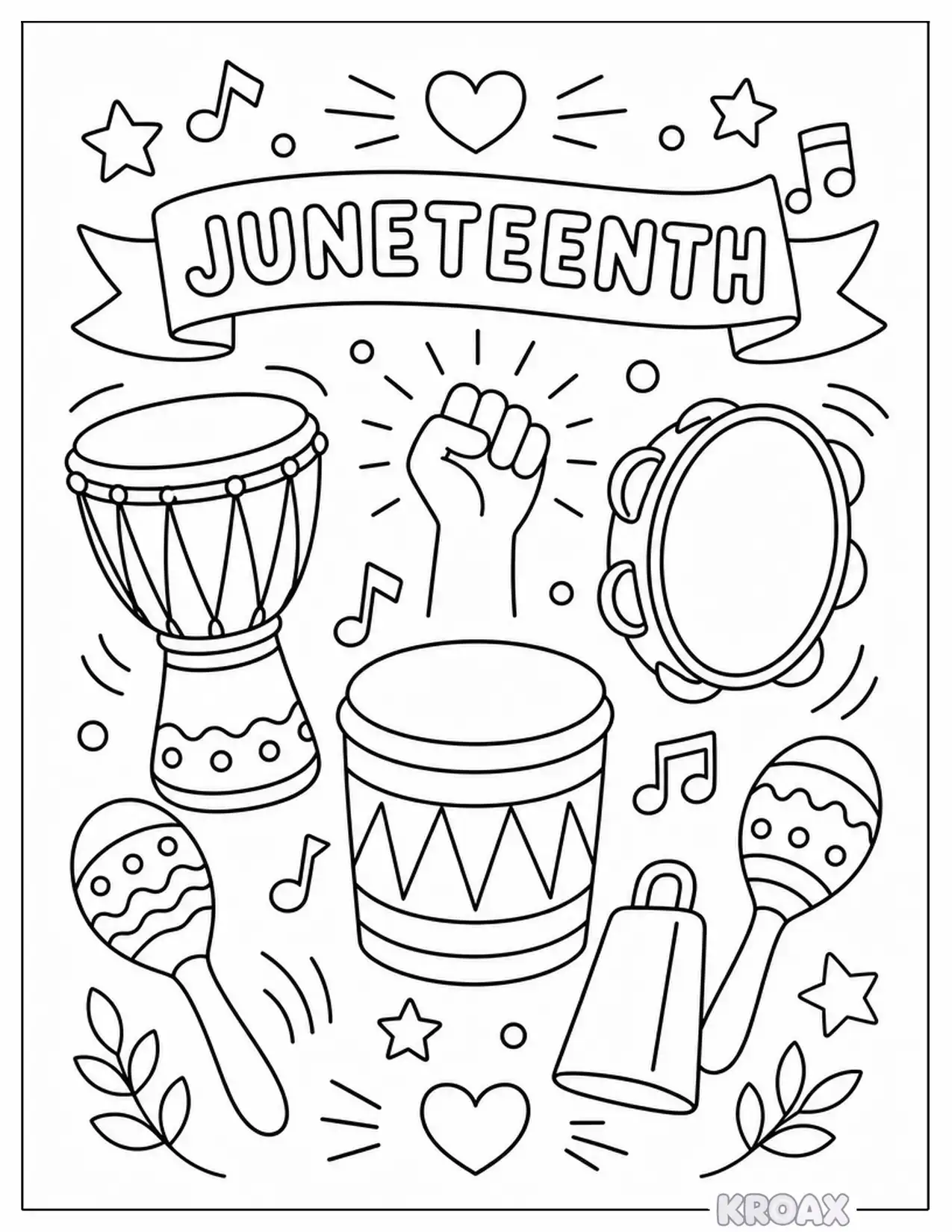 celebration drums and musical instruments printable coloring page