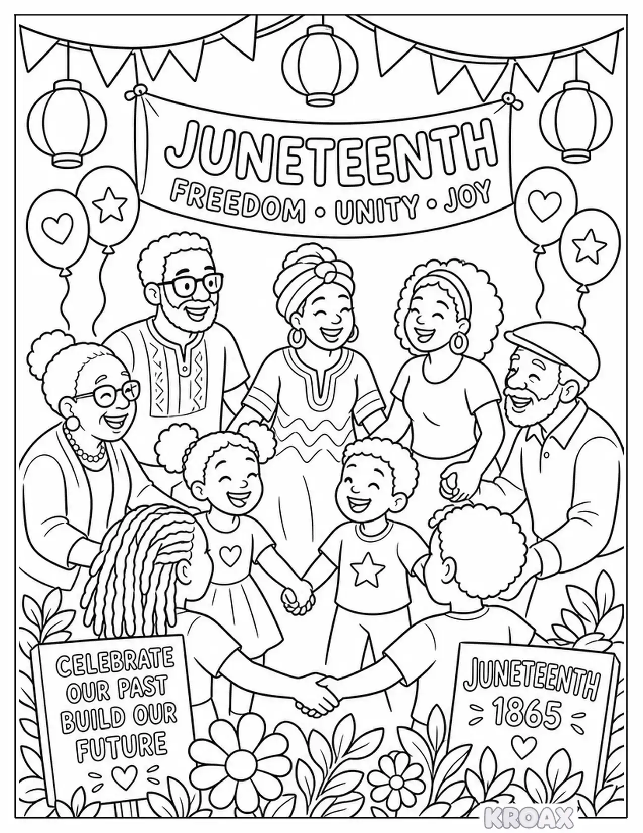joyful community circle and decorations printable coloring page