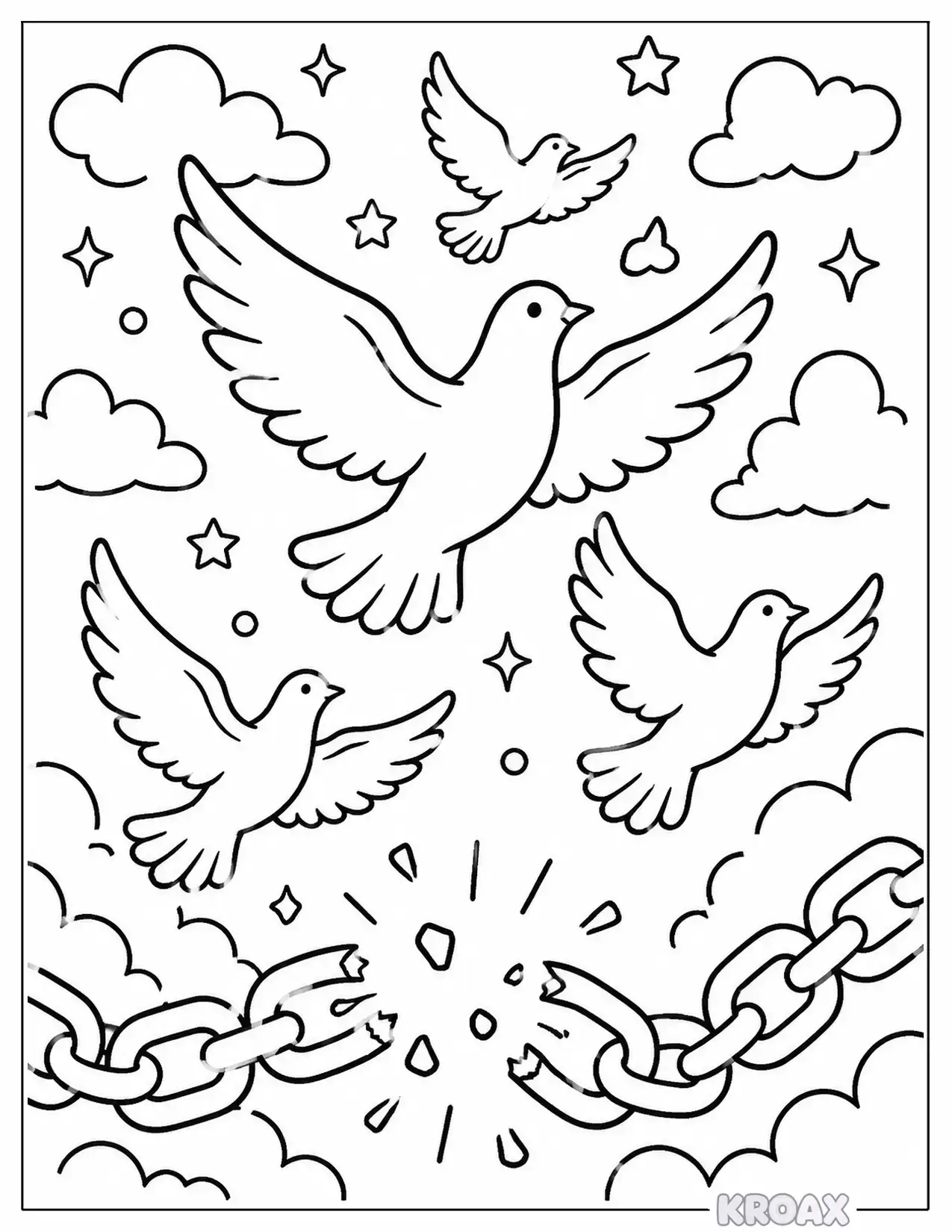 juneteenth freedom birds flying high printable coloring page