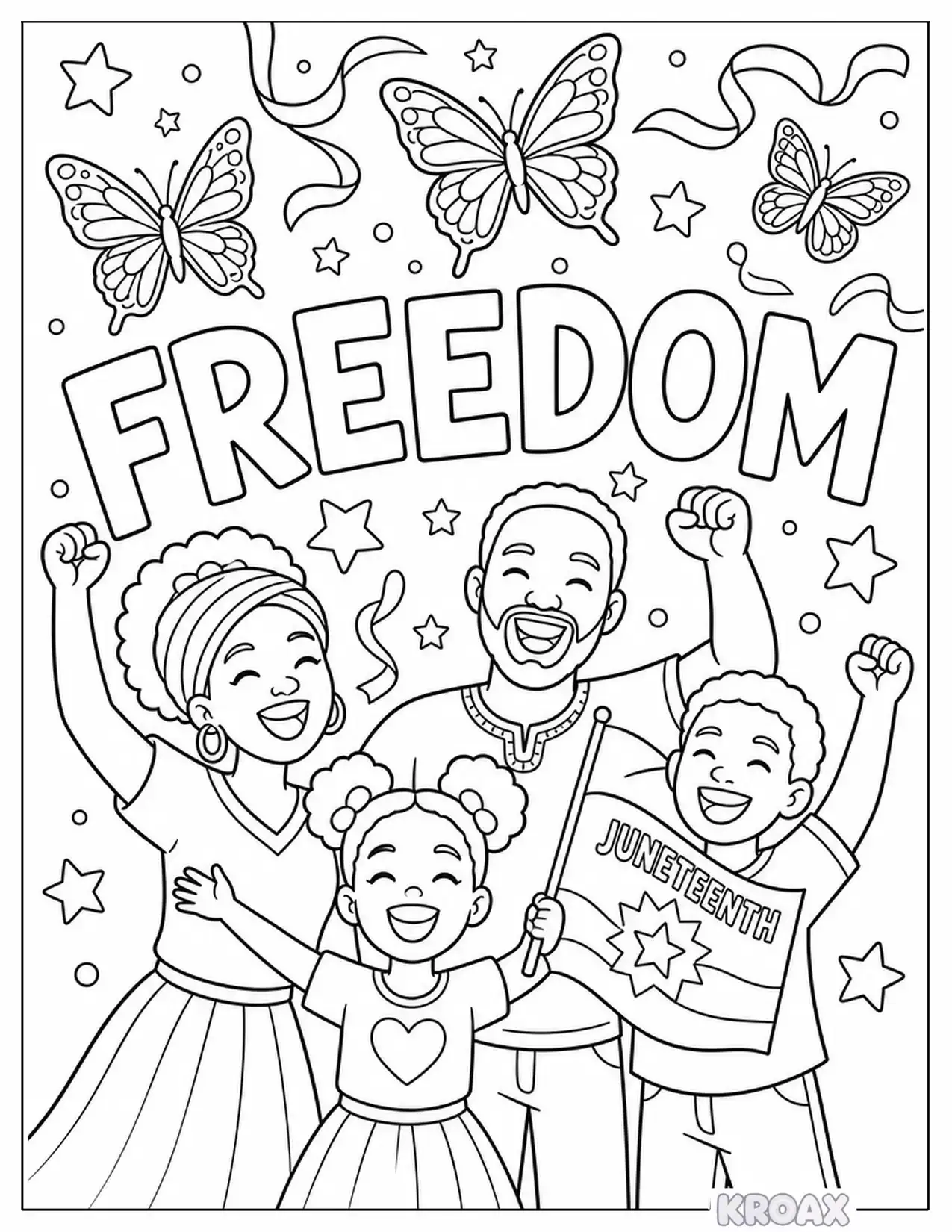 juneteenth freedom wings and butterflies printable coloring page