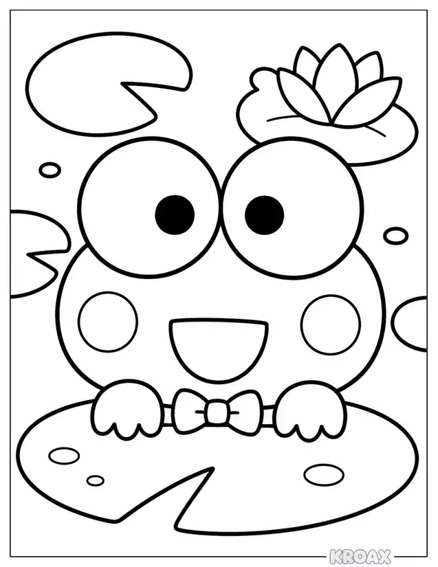 keroppi cute smile portrait printable coloring page