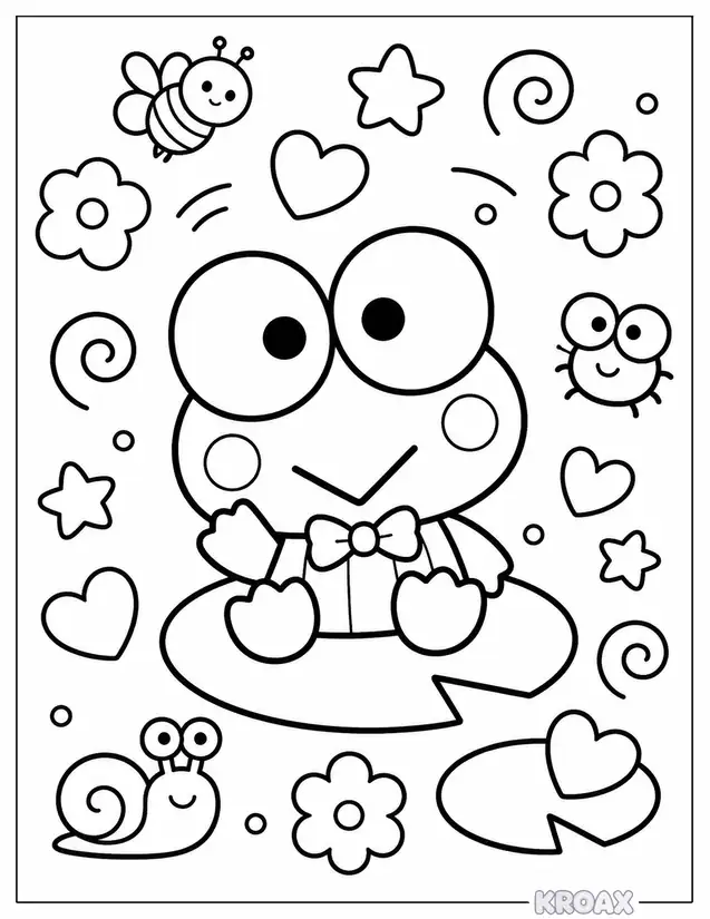keroppi doodle fun page printable coloring page
