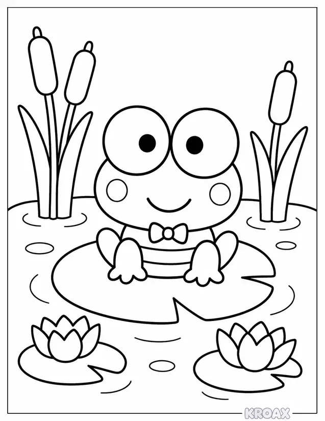keroppi easy style printable coloring page