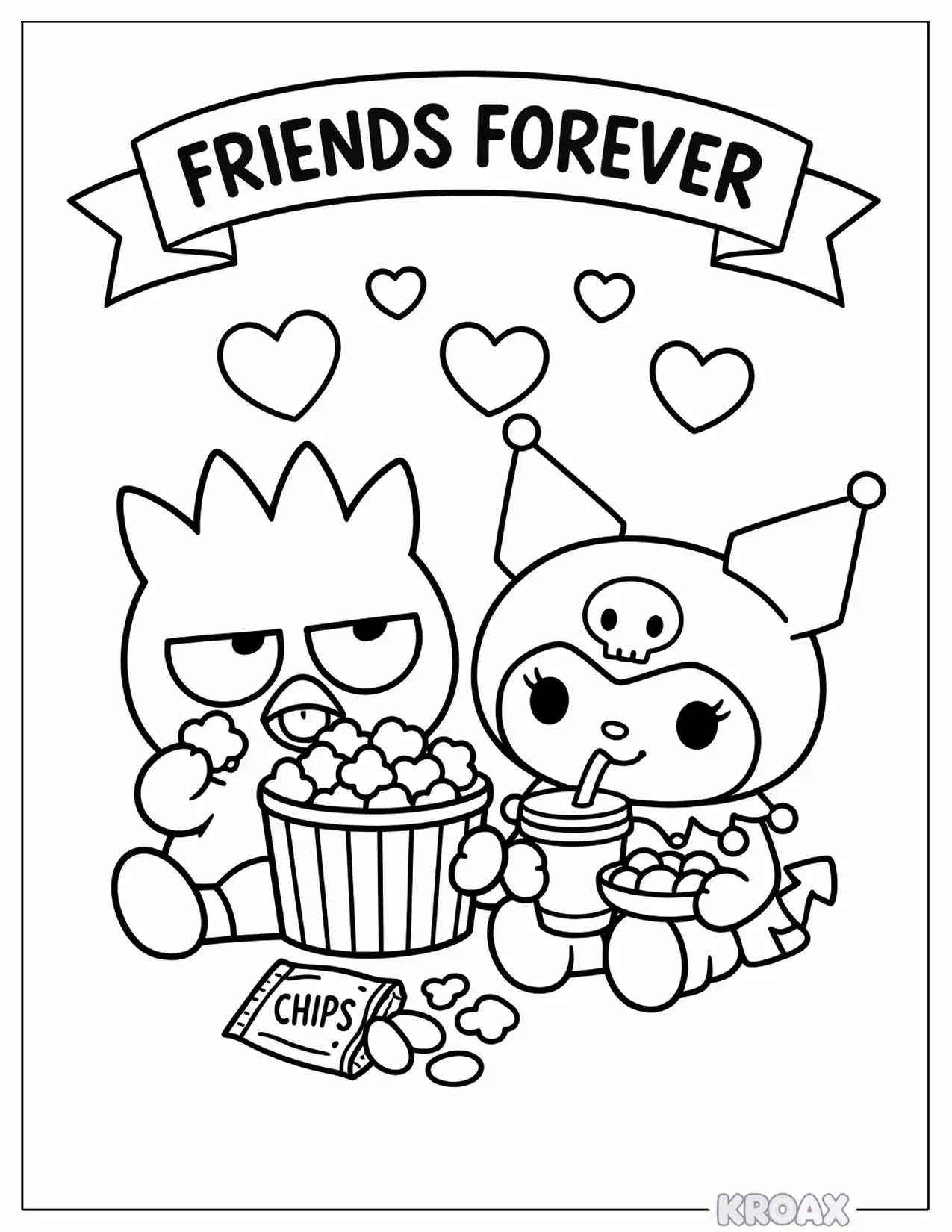 badtz maru and kuromi s friendship printable coloring page