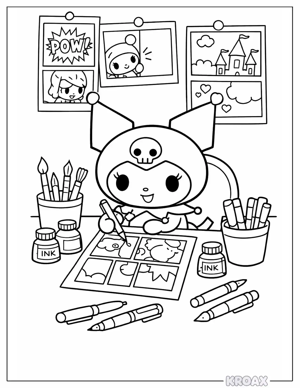 kuromi comic creator studio printable coloring page