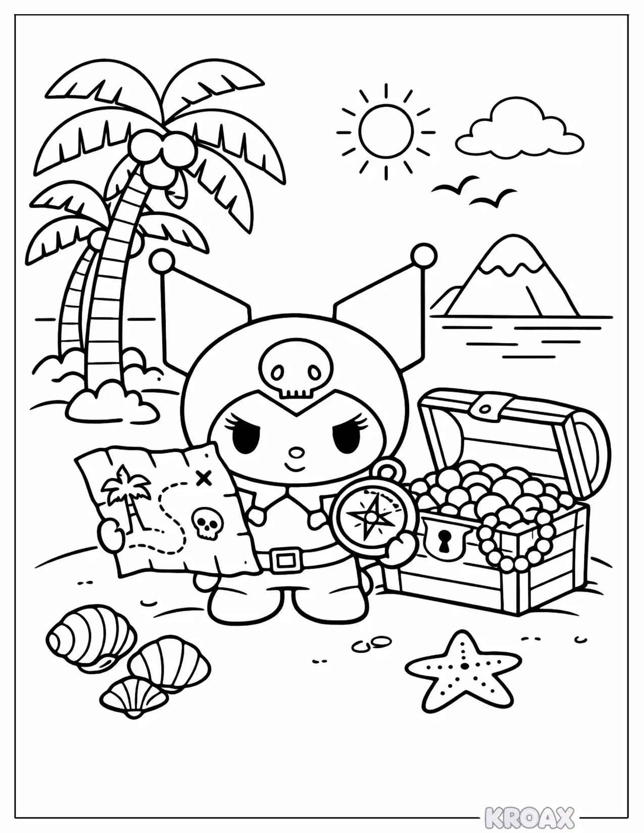 kuromi s treasure quest adventure printable coloring page
