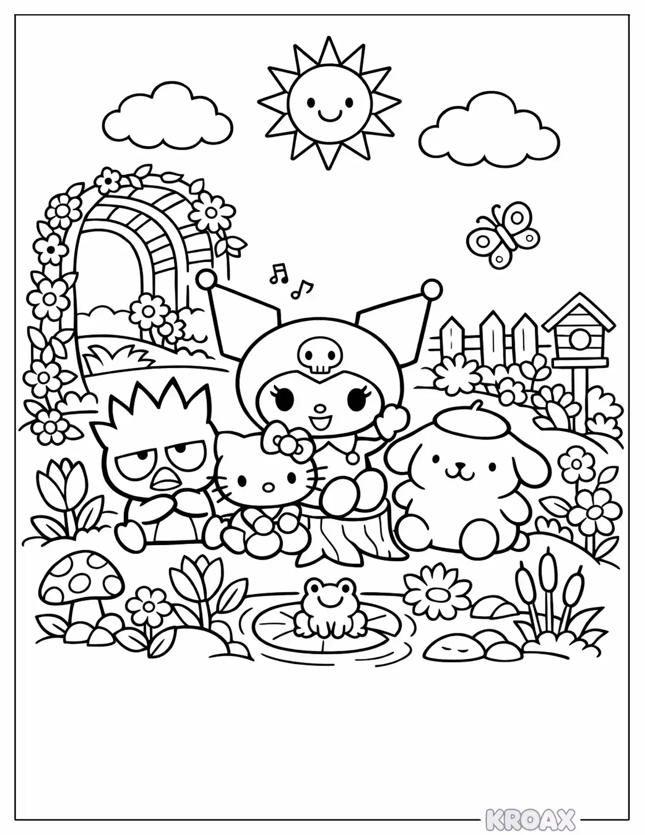 sanrio garden friends printable coloring page