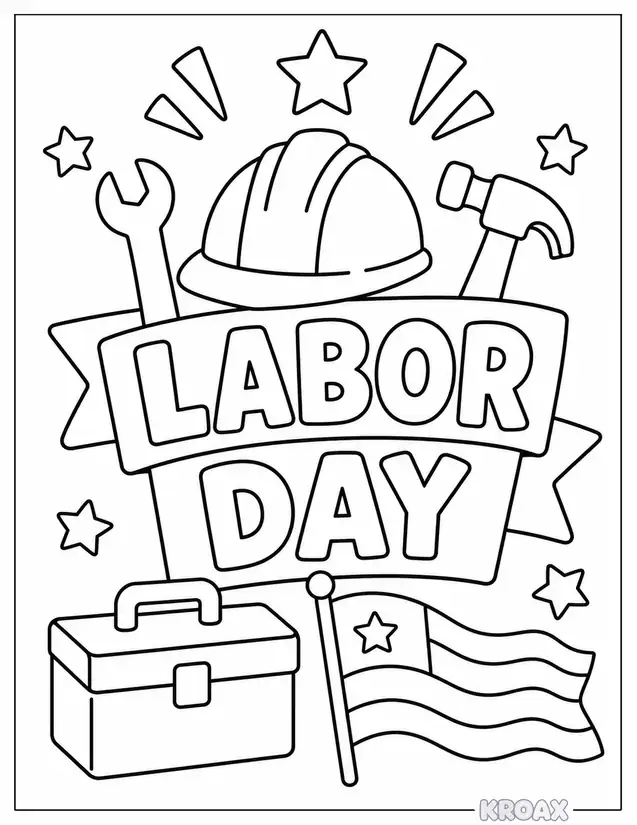 cute labor day doodle page printable coloring page