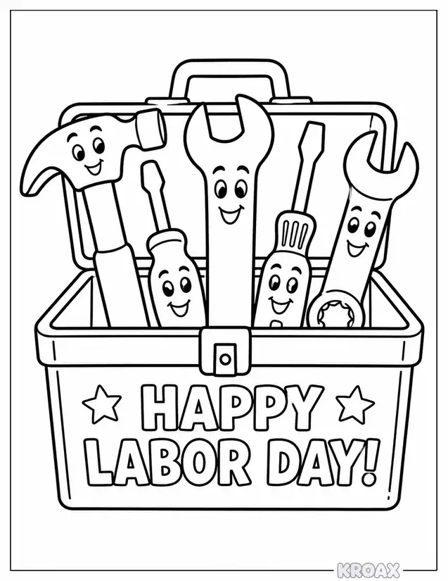 toolbox full of happy faces printable coloring page