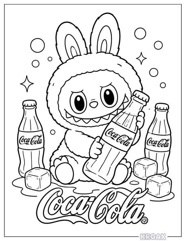 coca cola labubu printable coloring page
