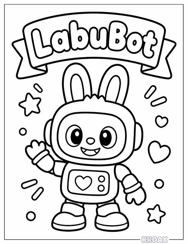 labubob character text design printable coloring page