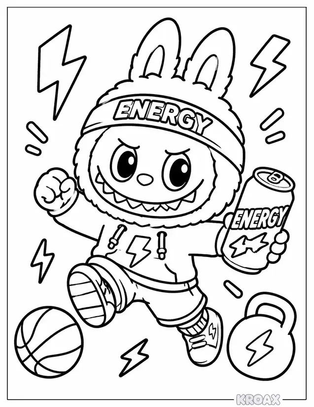 labubu big into energy printable coloring page