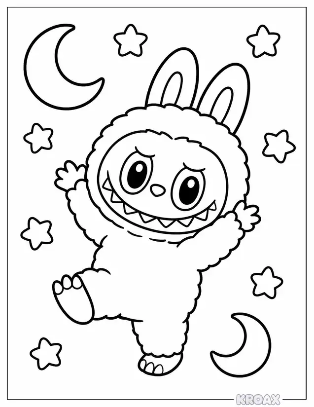 labubu dancing with stars printable coloring page