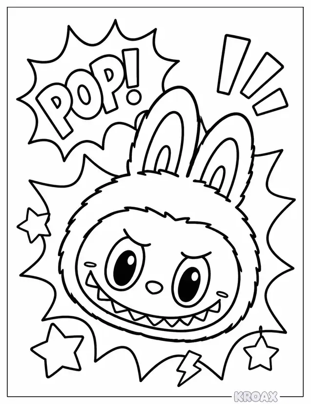 pop art labubu portrait printable coloring page