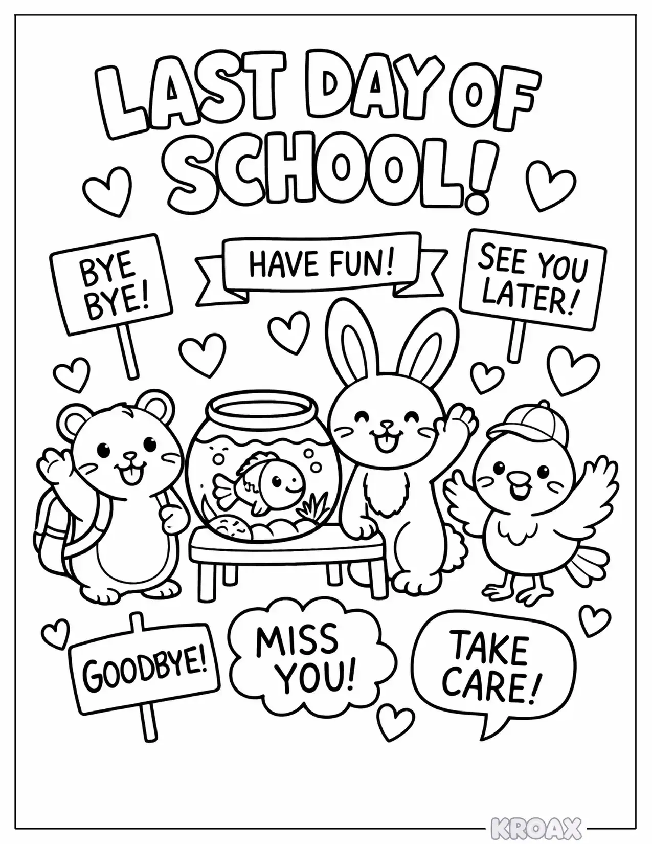 classroom pets saying goodbye to students printable coloring page