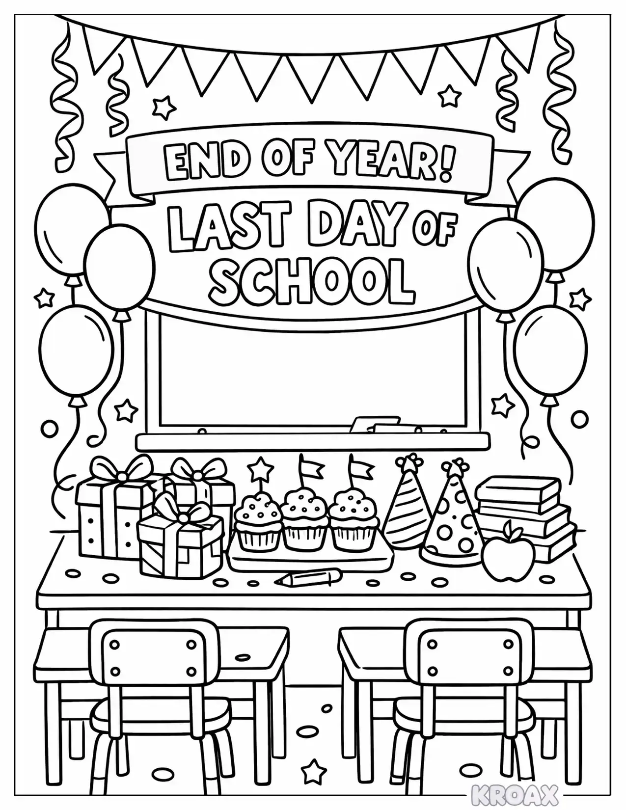 confetti explosion end of year party printable coloring page