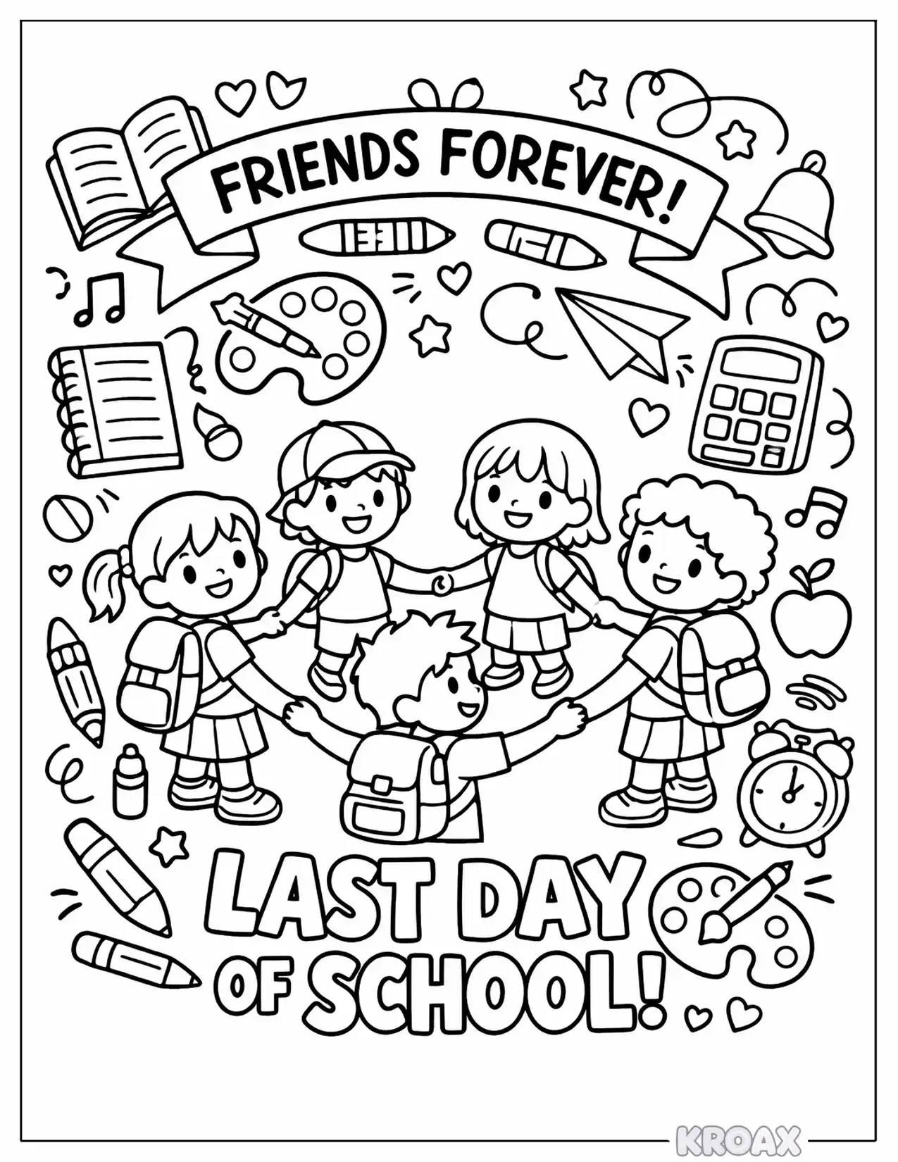 friends forever school memories banner printable coloring page