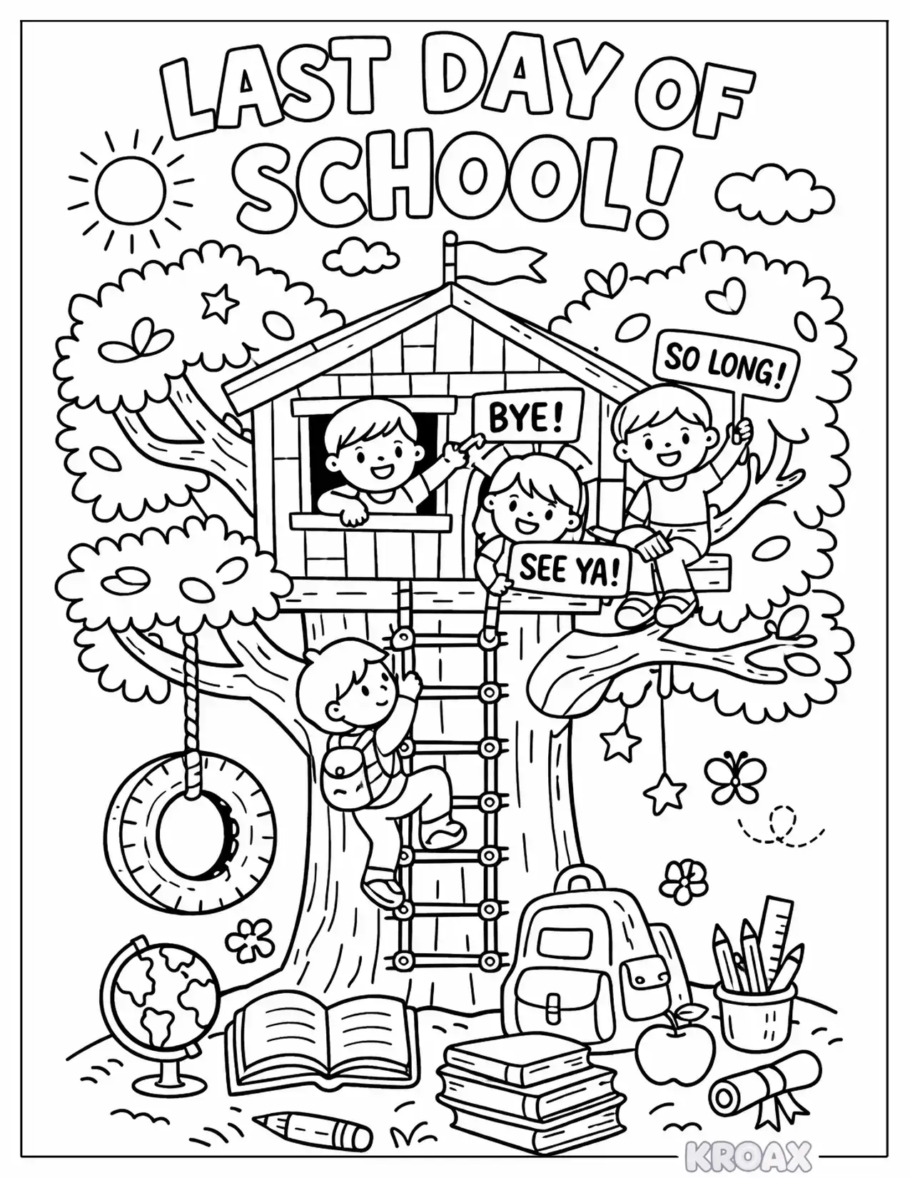 goodbye school treehouse adventure printable coloring page