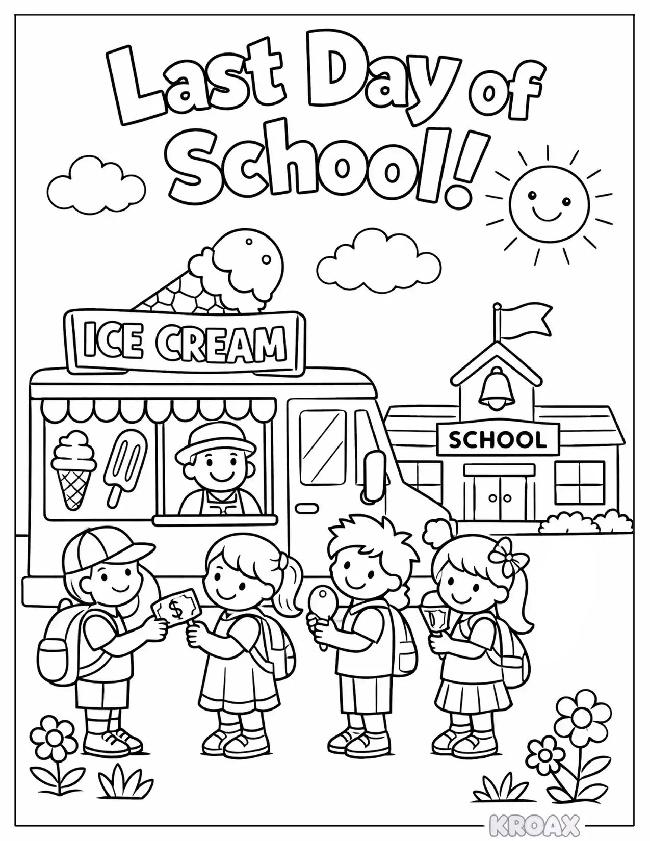 last day of school ice cream truck printable coloring page