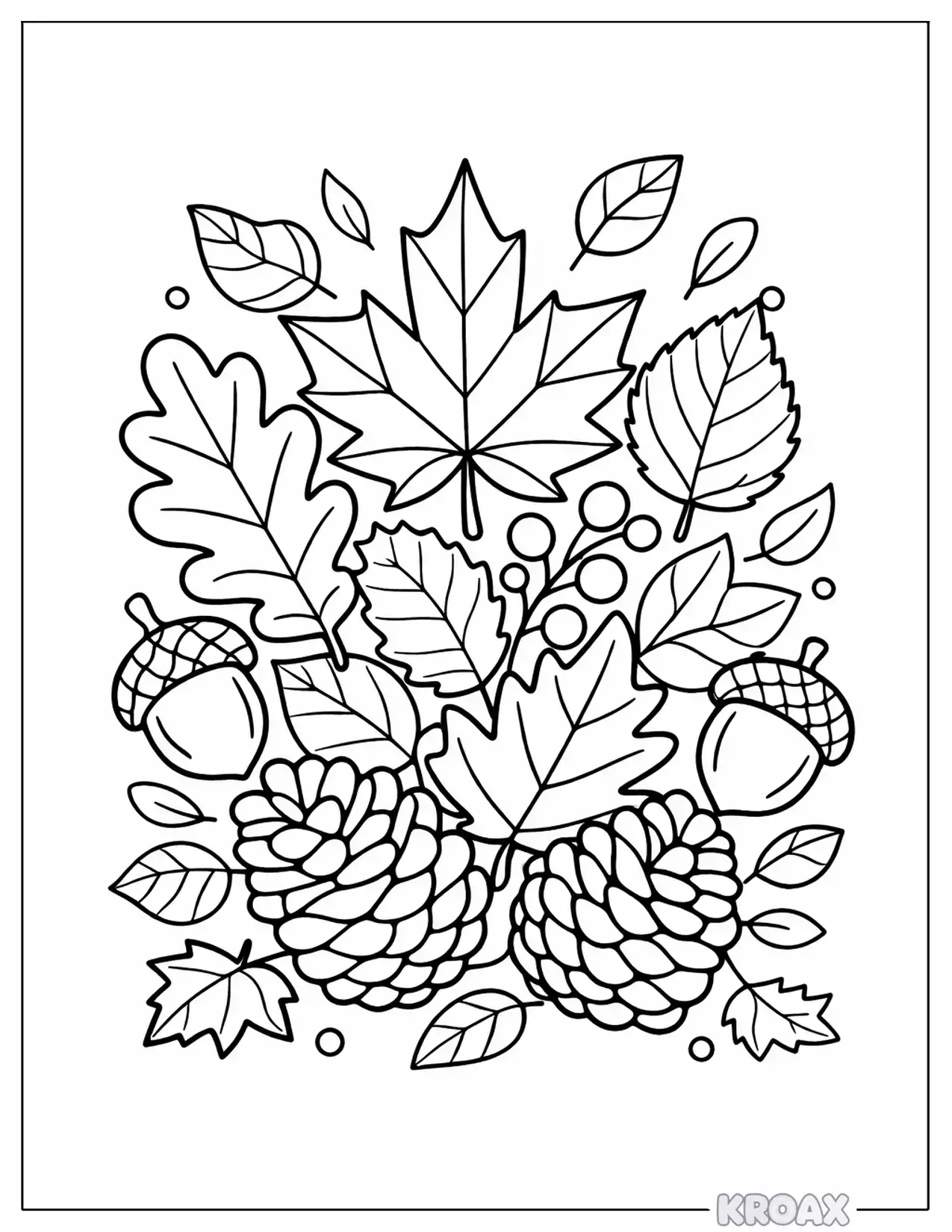 cozy autumn leaf collection printable coloring page