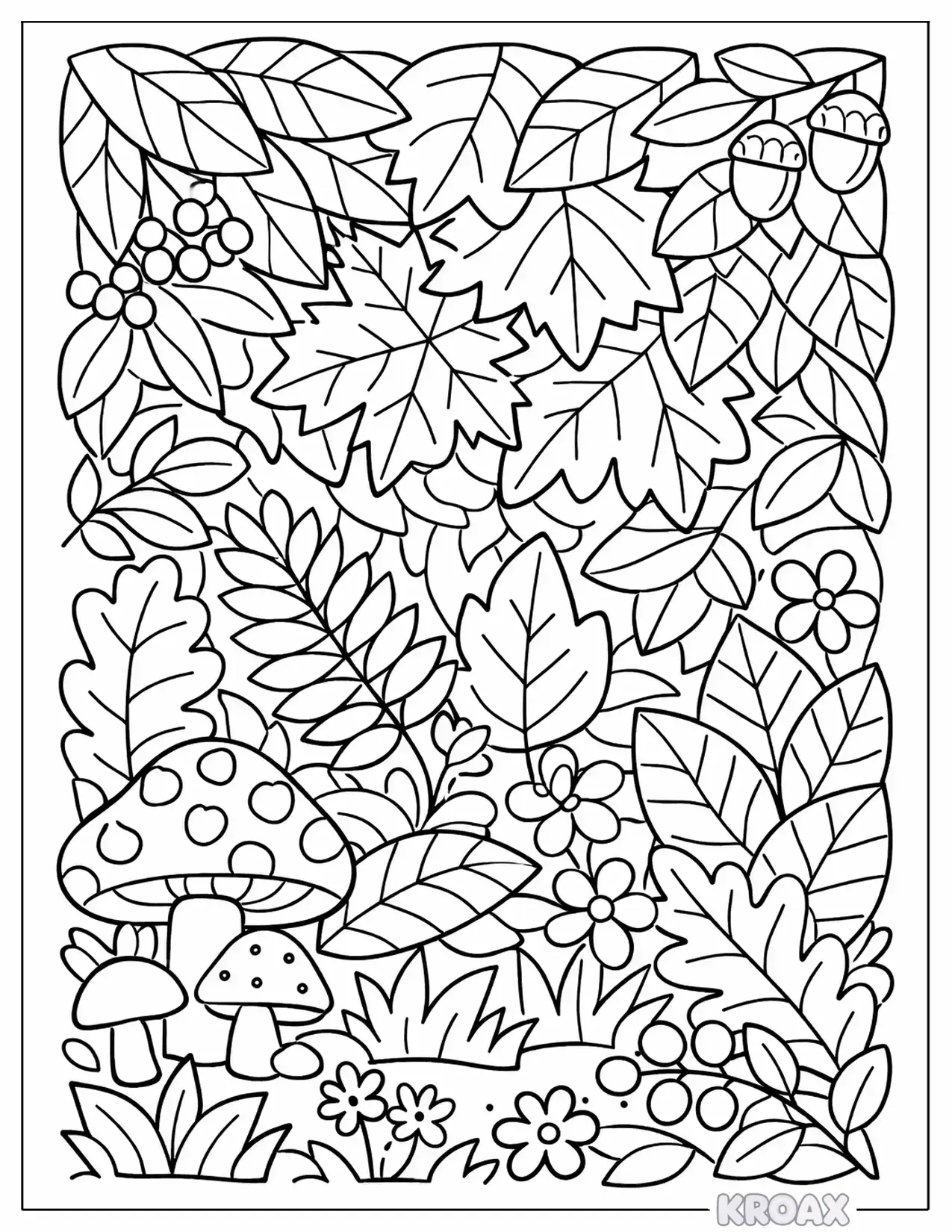 enchanted forest leaf canopy adventure printable coloring page