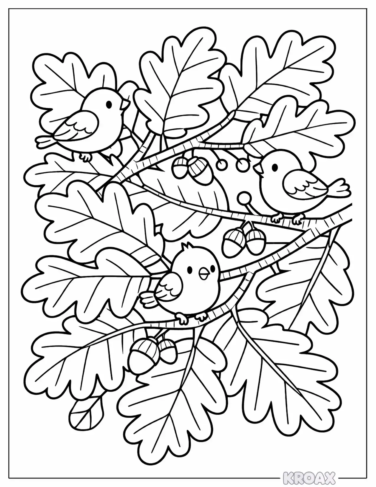 oak leaf forest canopy pattern printable coloring page