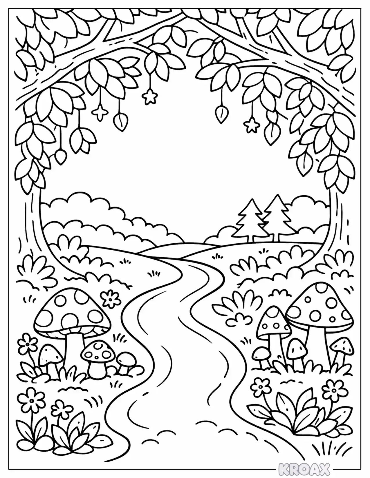 storybook forest canopy adventure printable coloring page