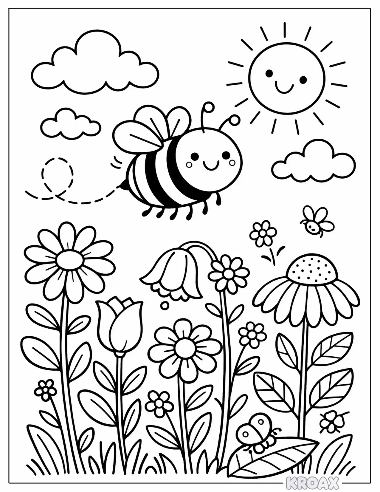 may bumblebee adventure in wildflowers printable coloring page