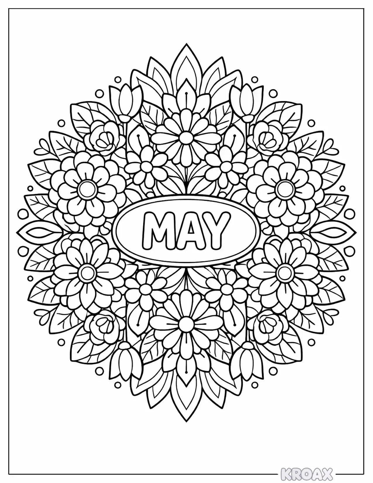 may garden mandala with blooming flowers printable coloring page