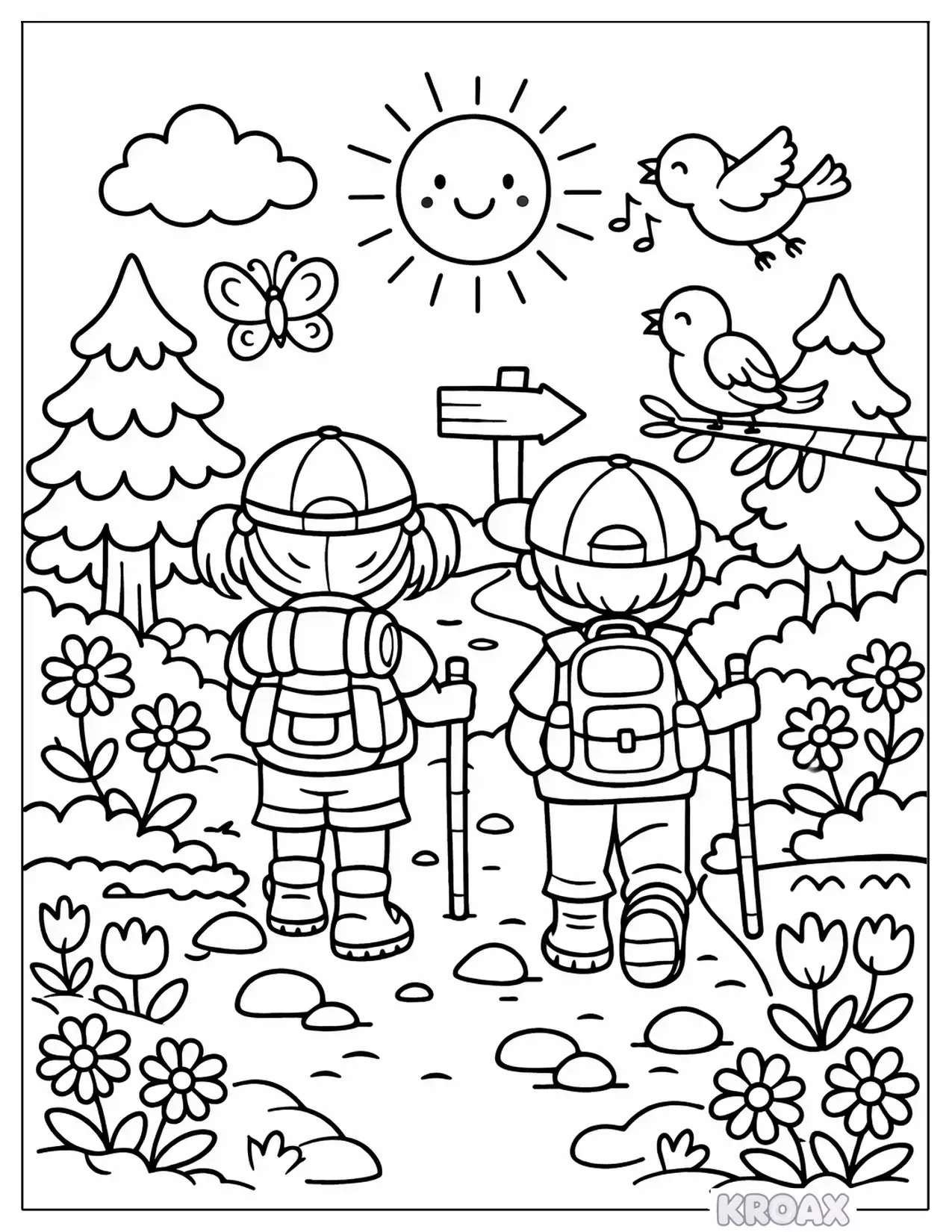 may outdoor adventure in the forest printable coloring page