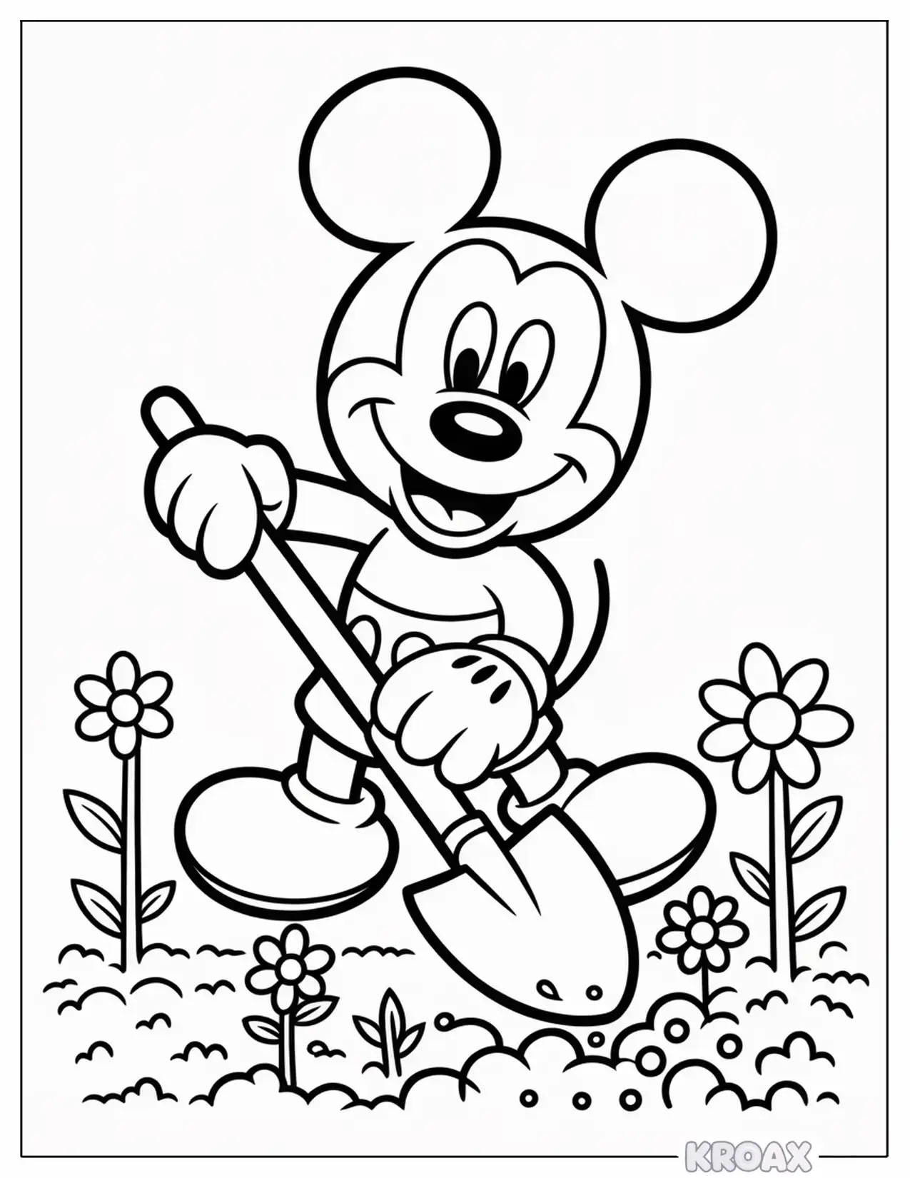 mickey mouse planting may flowers printable coloring page