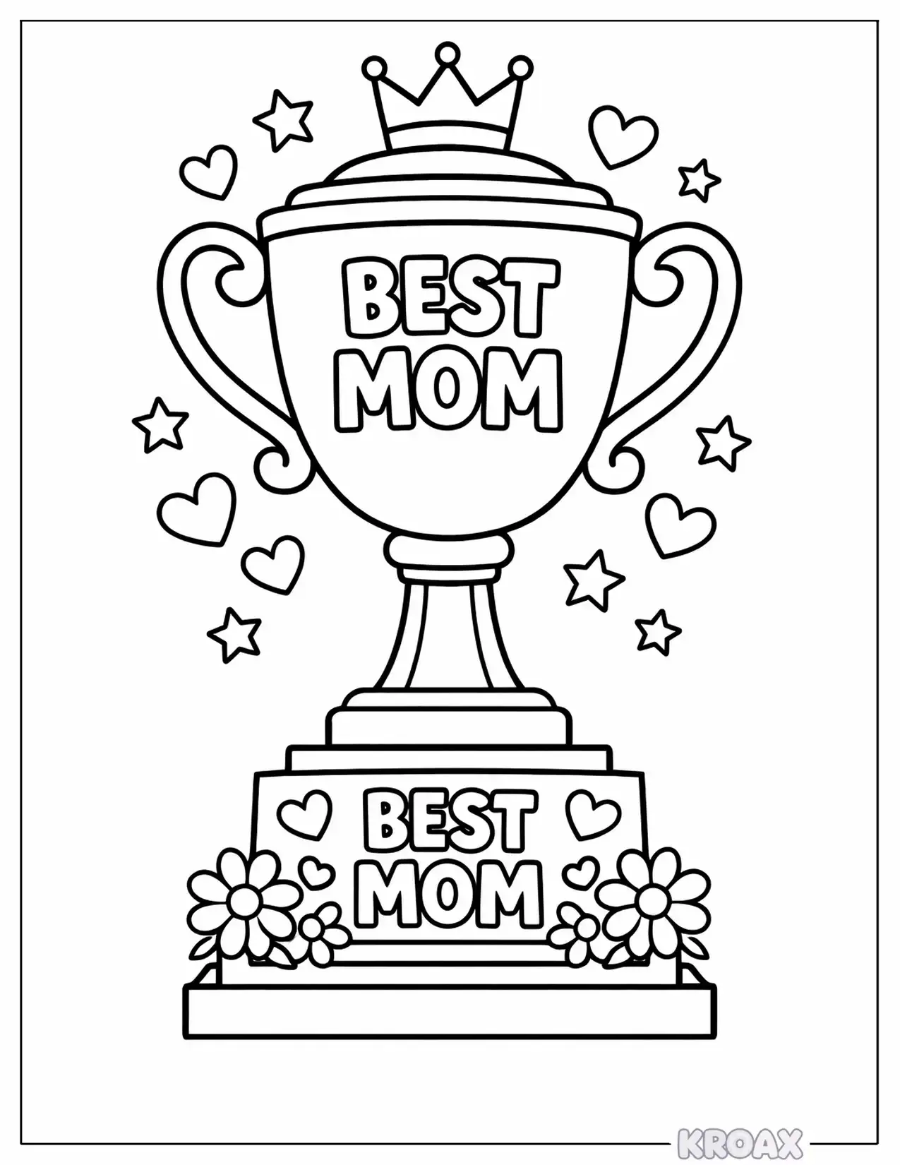 best mom trophy design printable coloring page