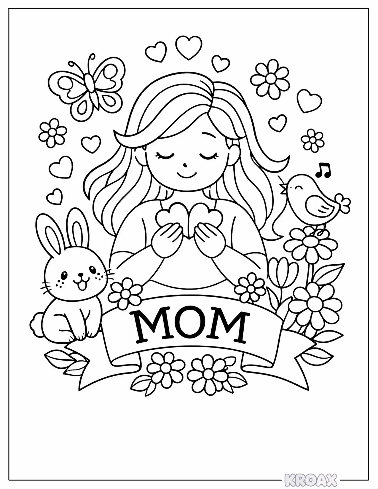 cute animals celebrating mom printable coloring page