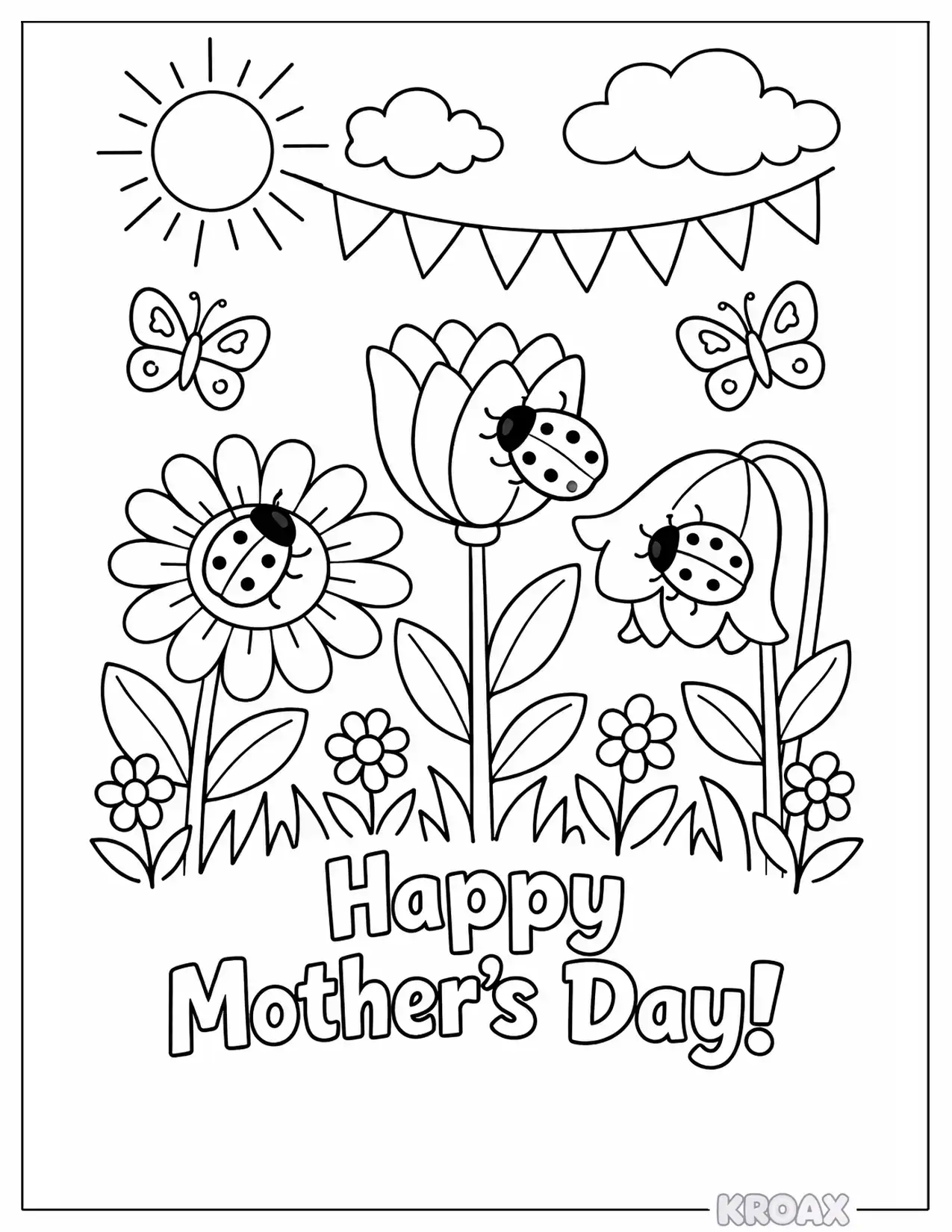 ladybug garden party printable coloring page