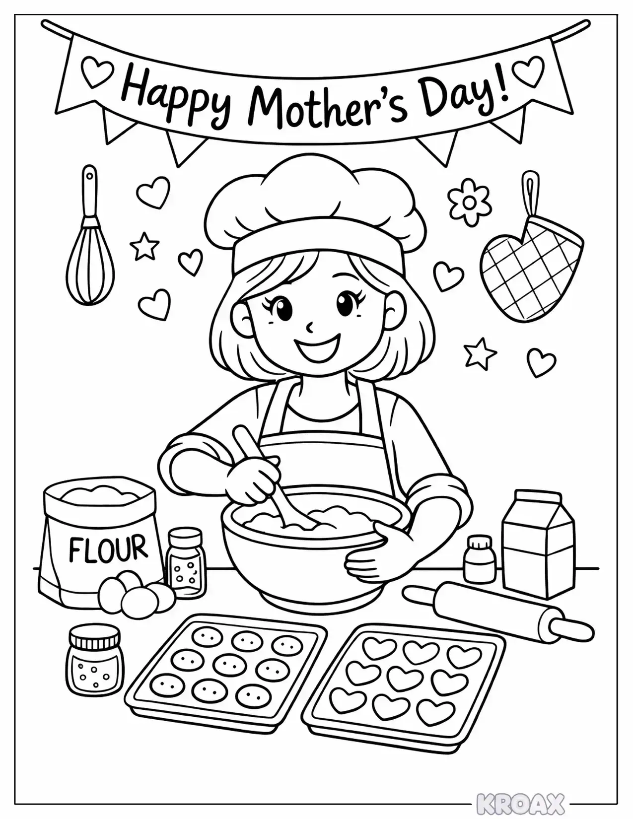 mom s cookie baking time printable coloring page