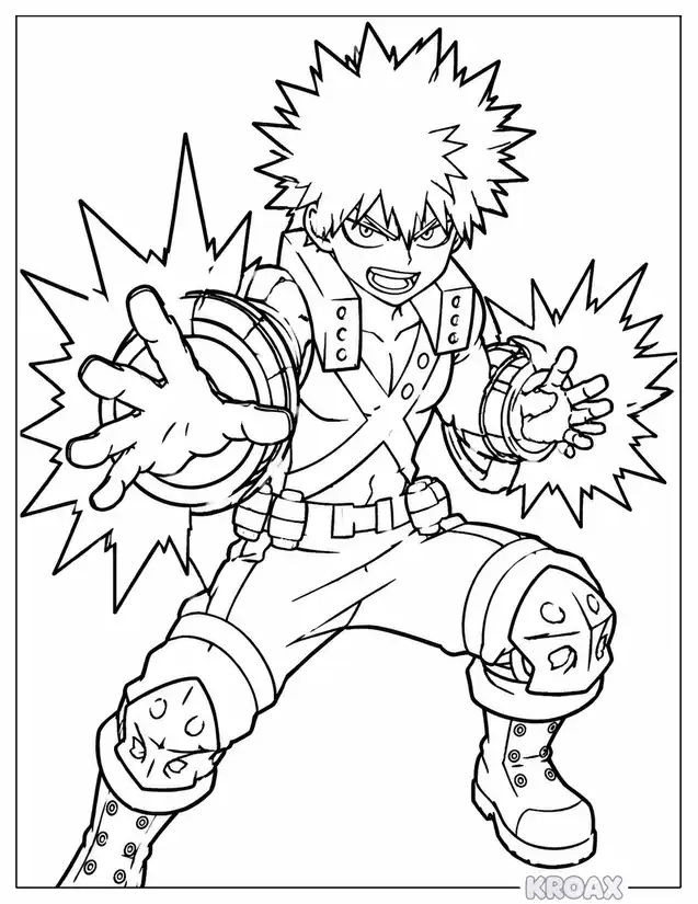 bakugo explosive battle moment printable coloring page