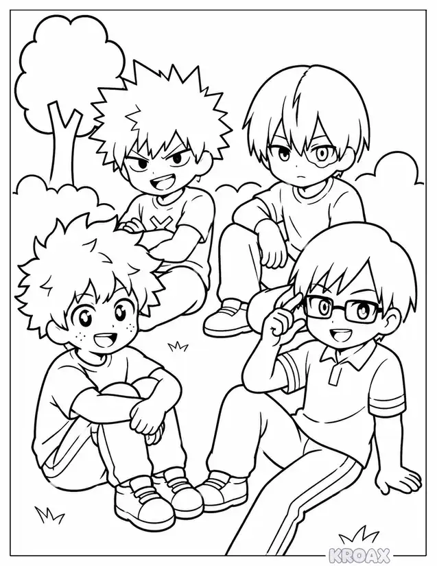 chibi hero squad hangout time printable coloring page