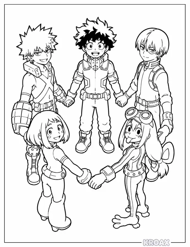 easy anime friendship circle printable coloring page