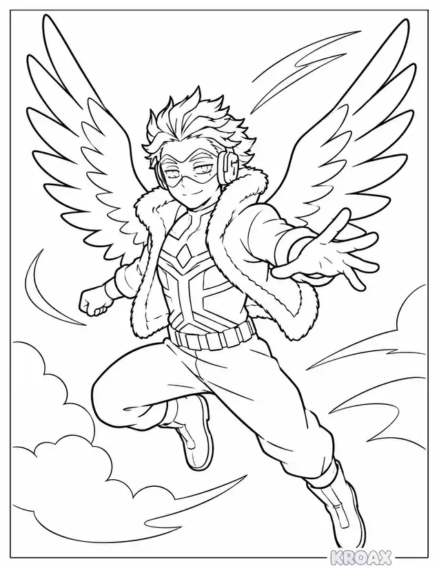 hawks soaring through the clouds printable coloring page