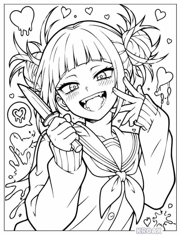 himiko toga cute chaos printable coloring page
