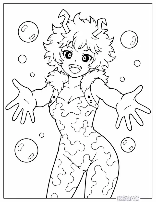 mina ashido bubbly personality portrait printable coloring page