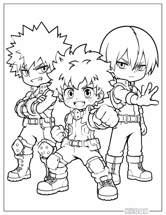 my hero academia chibi friends collection printable coloring page