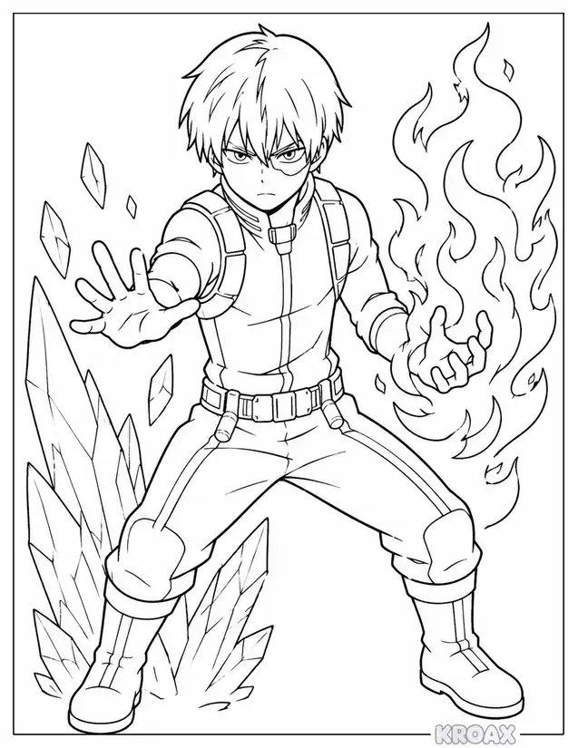 shoto todoroki dual power stance printable coloring page