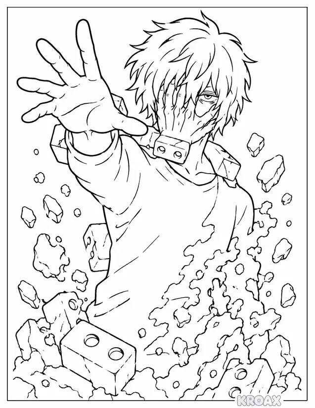 tomura shigaraki decay power printable coloring page