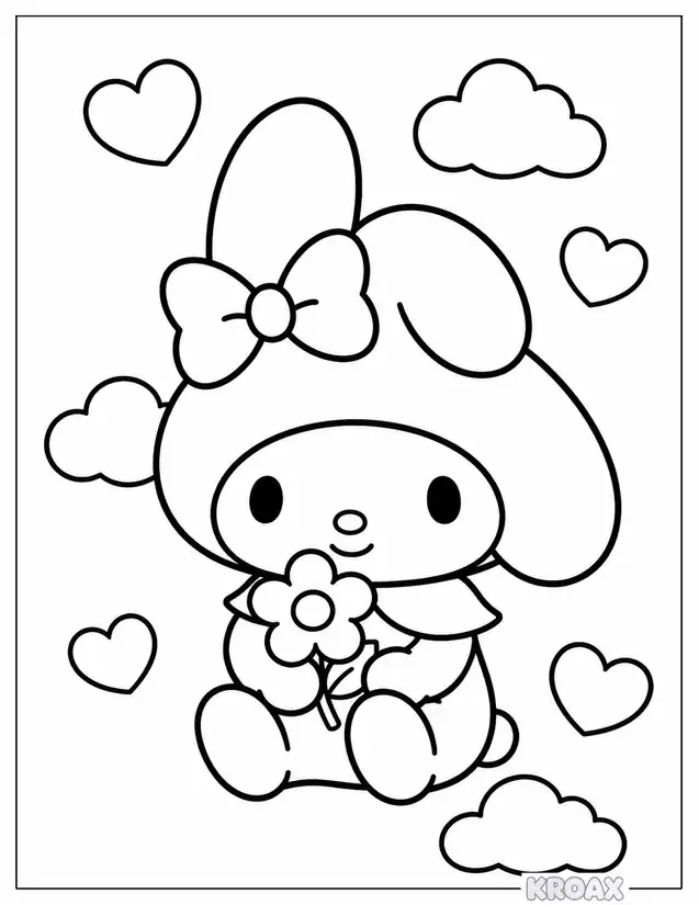 my melody easy style printable coloring page