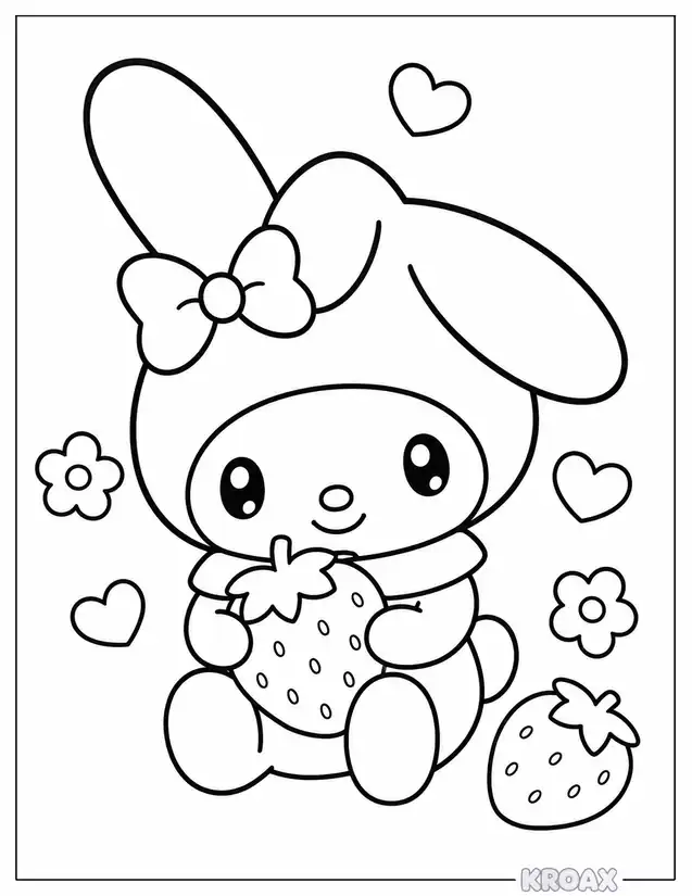 my melody kawaii style printable coloring page